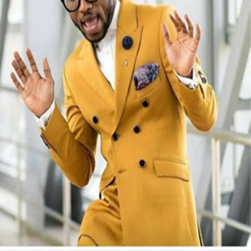 

Summer Dress Latest Design Blue Stripe Double Breasted Men's West Slim 2-piece Tuxedo Ball Custom Groom's Dress