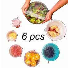 SEEAN 6 шт./компл. силиконовые крышки прочный многоразовая Еда сохранить Крышка к высоким температурам, подходит для всех размеров и формы контейнеров