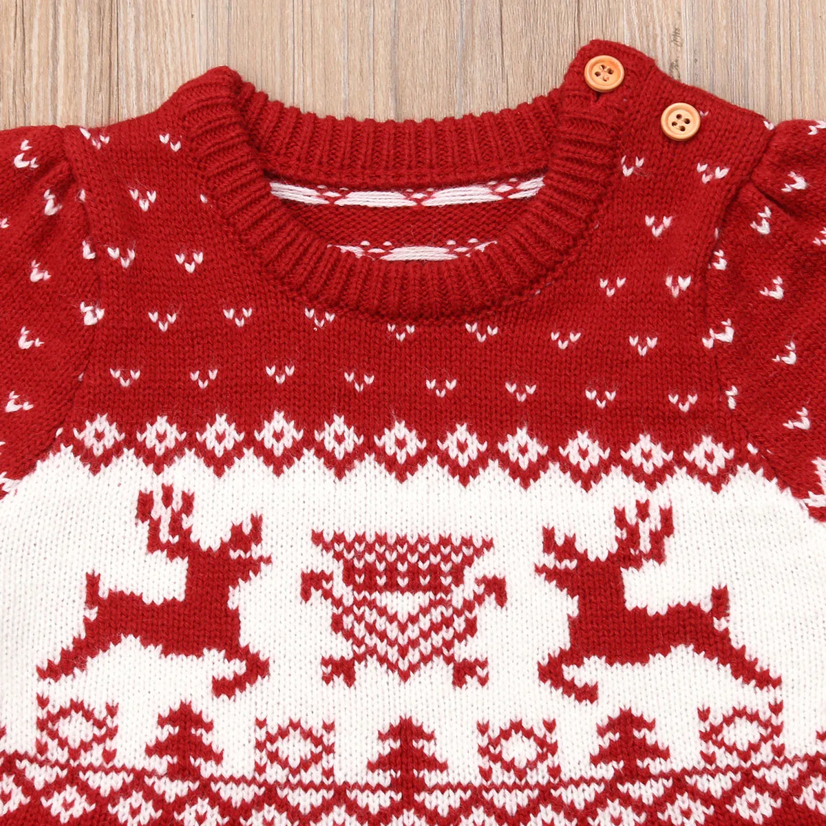 Платье для новорожденных девочек, Рождественская одежда, вязаный шерстяной свитер с оленем, пышные платья, зимний теплый свитер