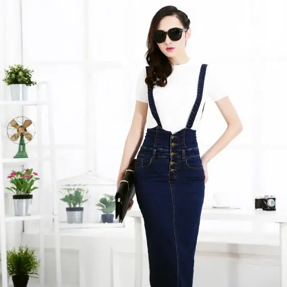 Ropa de mujer de talla grande falda de tirantes de mezclilla larga 2020  gran oferta estilo coreano Casual lápiz mujeres faldas de Jean 3XL AH426| Faldas| - AliExpress