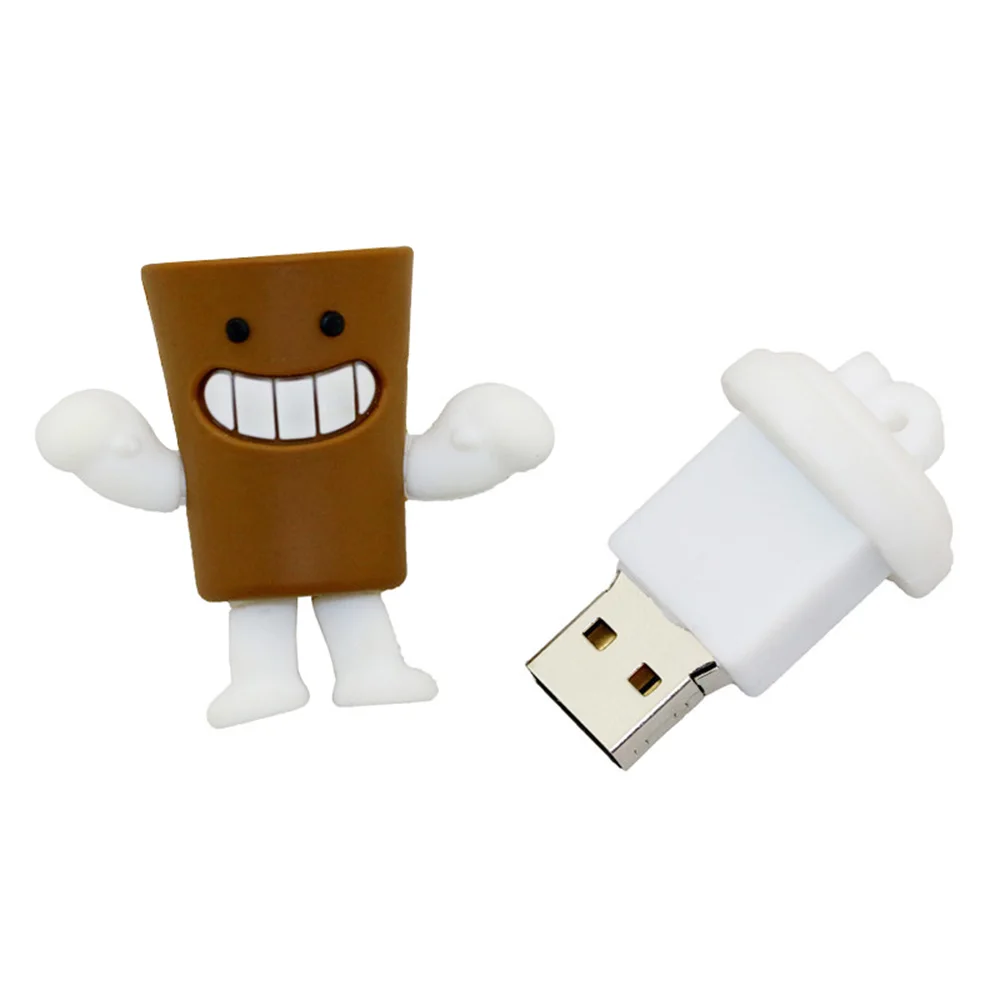 Мультфильм бутылка кофе кружка Usb флэш-накопитель 4 ГБ 8 ГБ 16 ГБ 32 ГБ 64 ГБ улыбка чашка карта памяти, Флеш накопитель прекрасный подарок Pendrive