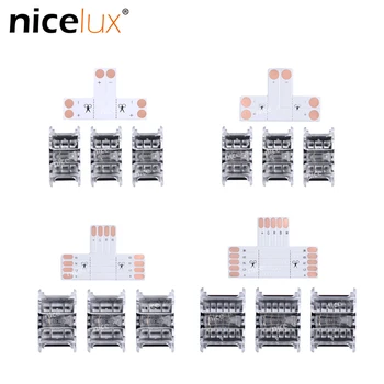 

LED Strip Corner Connector T Shape with Scissors Line PCB RGB RGBW Strip Connector 2pin 4pin 5pin for 8mm 10mm 12mm Splitter
