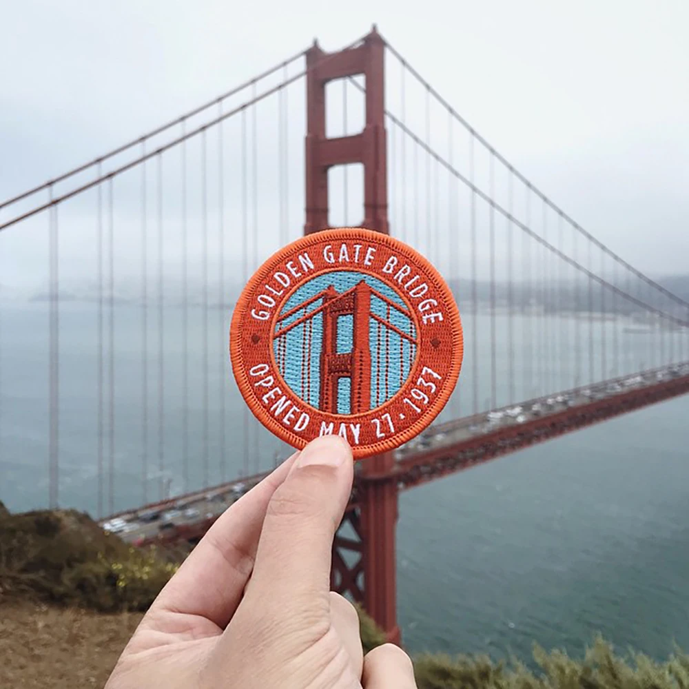 Golden Gate Bridge Embroidery Patch Iron on Patches San Francisco Adventure Logo Badges for Clothing Hoodie Hats DIY Sewing