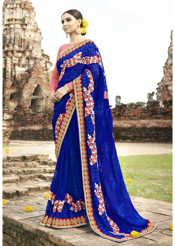 Sari indio bordado Royal vestido de fiesta India de Bollywood étnicos ropa traje indio Saris para las mujeres en la India Saris|Ropa de India y Pakistán| - AliExpress