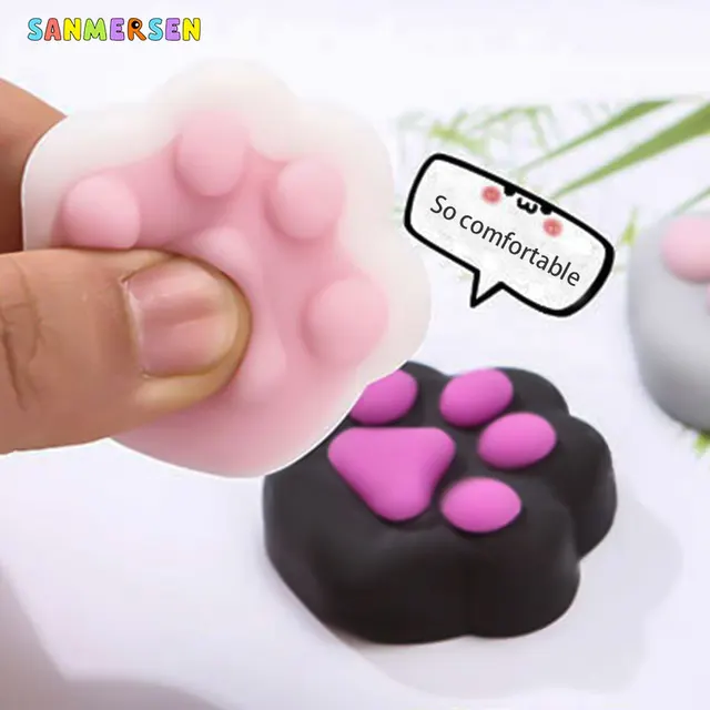 Cute Mini Squeeze Squishy Toy Soft Cute Cat Paw Antistress Decompression Sticky Eliminate Fun Anti-Stress Squeeze Vent toy 1
