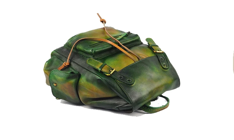 Женский рюкзак из натуральной кожи, женские сумки на плечо, ручная роспись, Повседневная Ретро школьная Студенческая сумка, Компьютерные рюкзаки