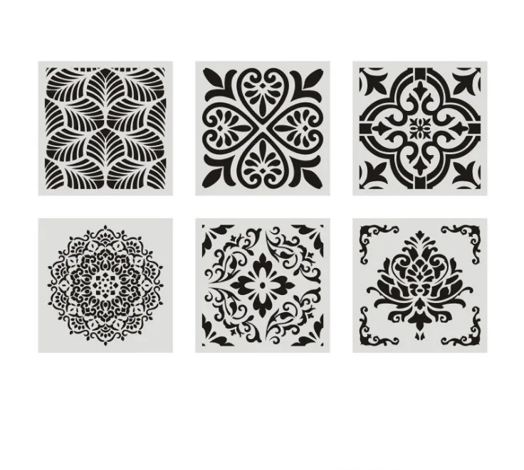 6pcs set mandala 15 15cm mold diy home decoration drawing template