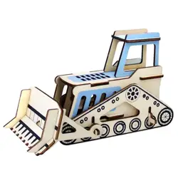 Лазерная резка DIY бульдозеры игрушки 3D деревянная головоломка игрушка сборка модель дерево ремесло наборы украшение стола для детей