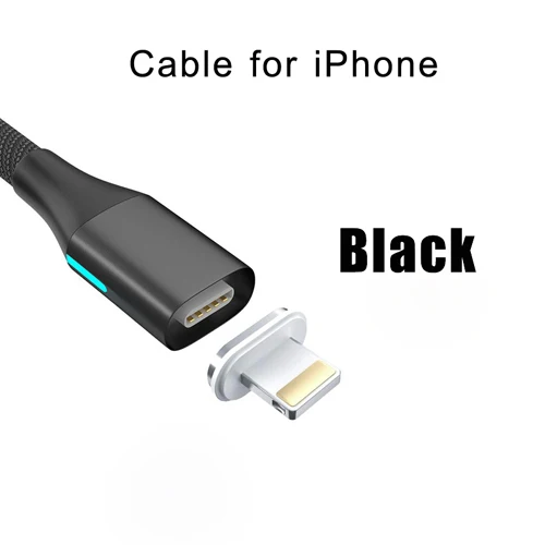 CANDYEIC 3A Быстрый зарядный Магнитный кабель для huawei mate 30 OnePlus 7T OPPO Reno Ace vivo NEX 3 кабель зарядное устройство Micro USB C провод - Цвет: 10G Black for iPhone