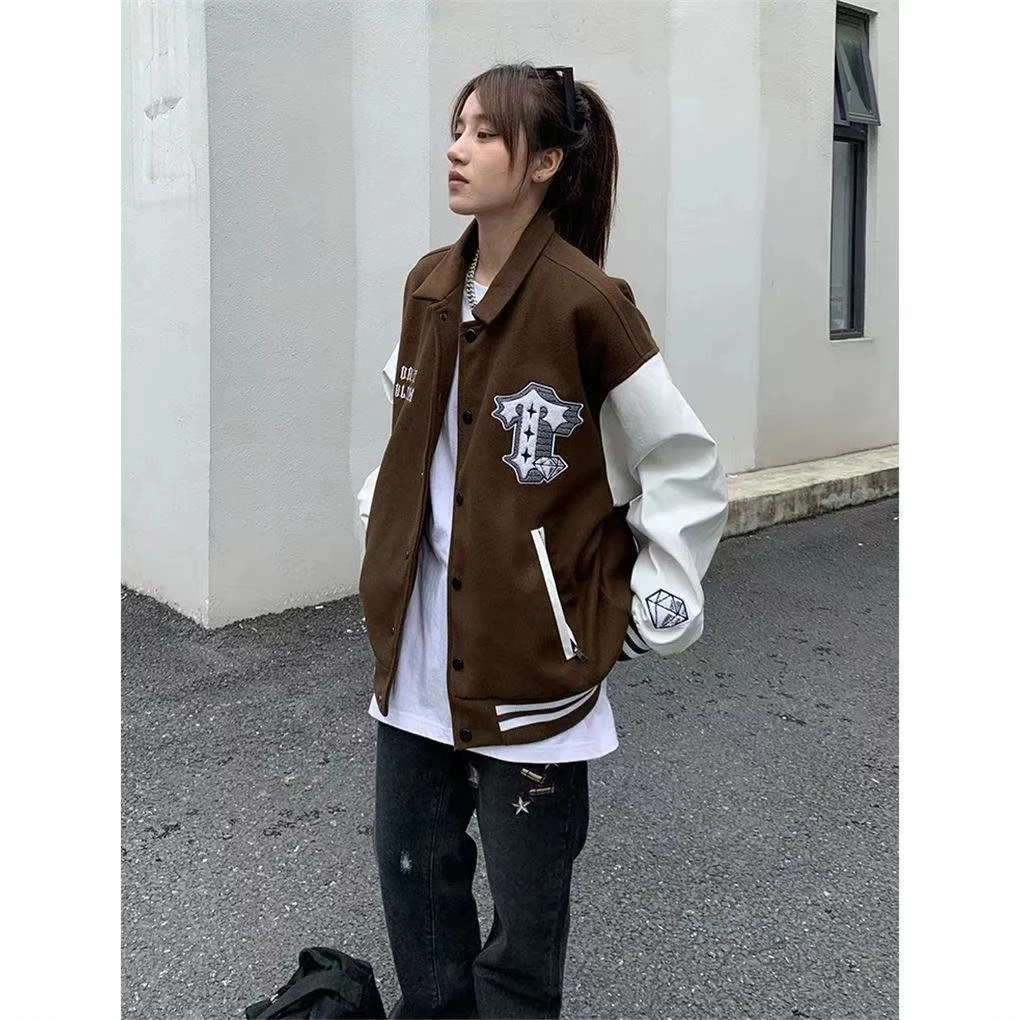 Y2k Vintage Oversize Jackets Print Baseball Jacket Women Couple Bomber Unisex Racer Jacket Varsity Hiphop Streetwear Coat Women 2