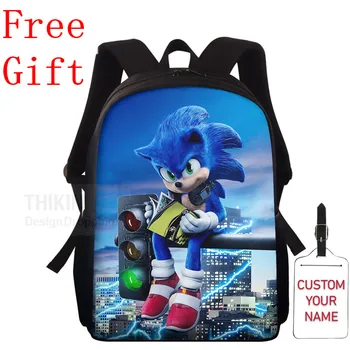 

Children's School Backpack Sonic The Hedgehog Kids School Bags Cartoon Animal Design Teenagers Book-Bags Портфель Школьный