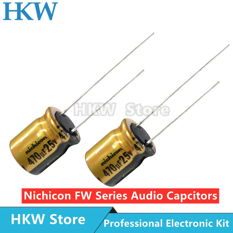 Aluminum Electrolytic Capacitor-10pcs NICHICON FW Series 6.3V 16V 25V 35V 50V 63V 100V 1UF 10UF 220UF 330UF 470UF