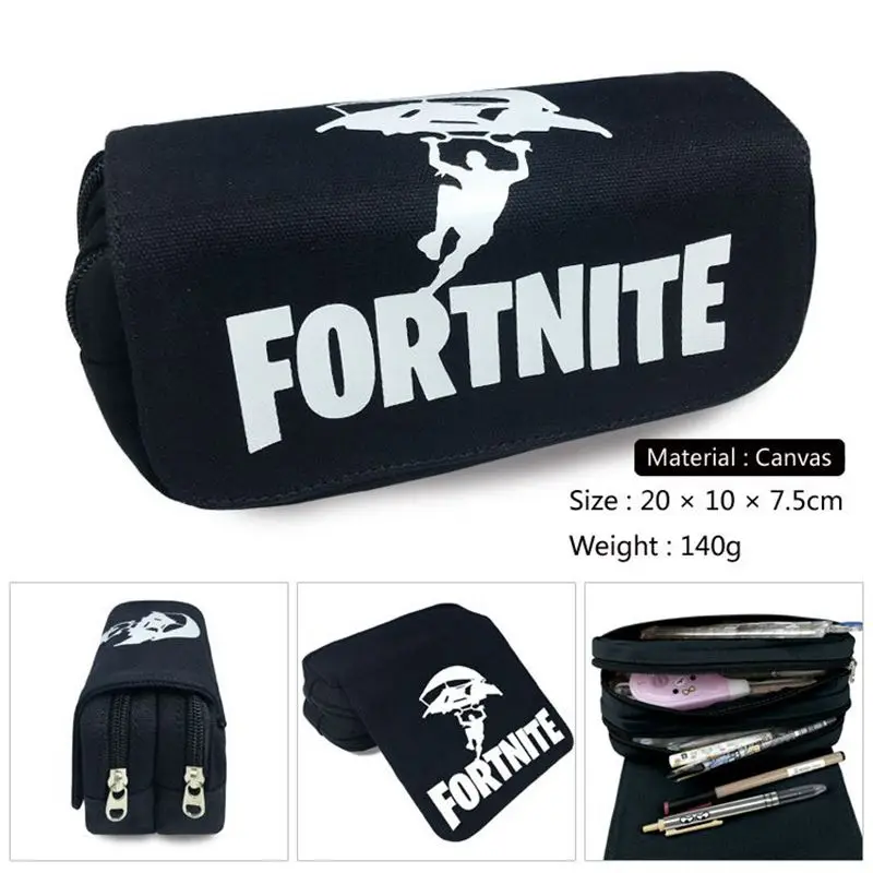 FOR- New fashion students PU printed canvas zipper pencil bag multi-function two layers of stationery pen boxes student supplies - Цвет: 3