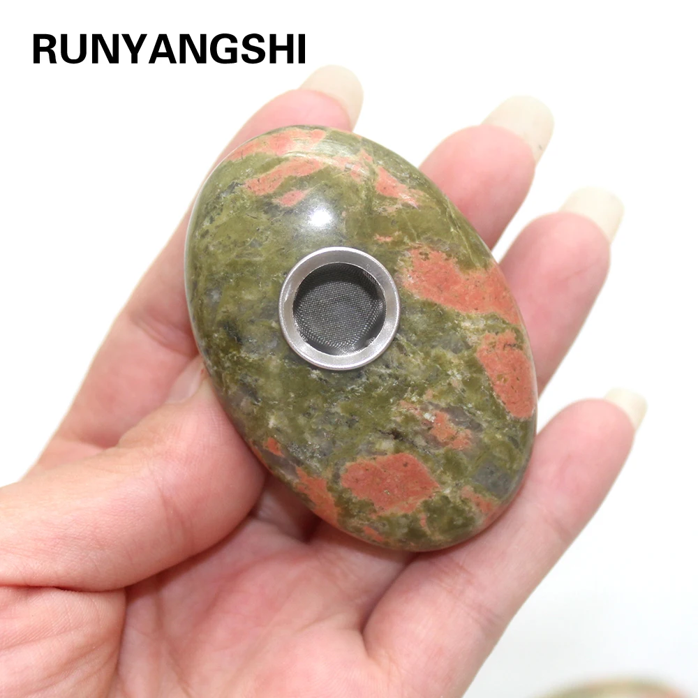 Runyangshi 1 шт. натуральный хрусталь камень Unakite необработанный камень руль курительная Труба