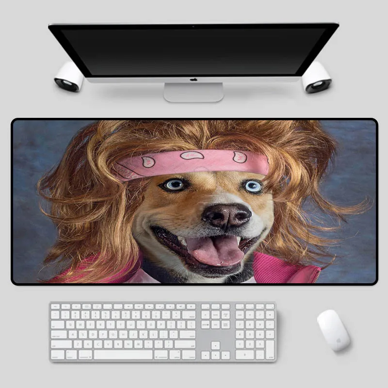 

XGZ Cute animal mouse pad multi-size puppy posing as girl series pattern table mat high quality rubber keyboard pad