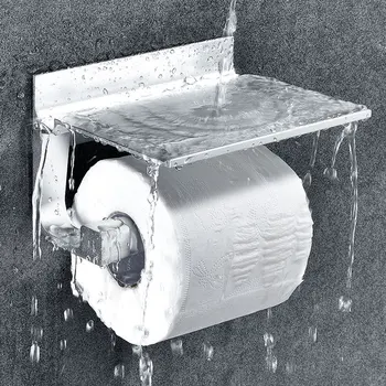 

Toilet Paper Towel Roll Racks Aluminum Multi-Function Wall Mounted Mobile Phone Tissue Storage Holders Decorative Bathroom Shelf