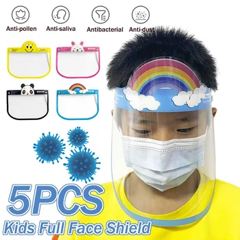 

5pcs Transparent Face Shield Kids Fog-proof Adjustable Dust-proof Protective Rotatable Head-Mounted Full Face Masks