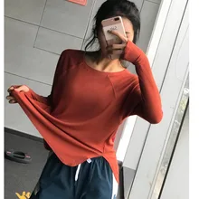 Быстрая спортивная женская Свободная блузка для бега большого размера, облегающая футболка знаменитостей, впитывающая воздух, длинный рукав, йога Cl