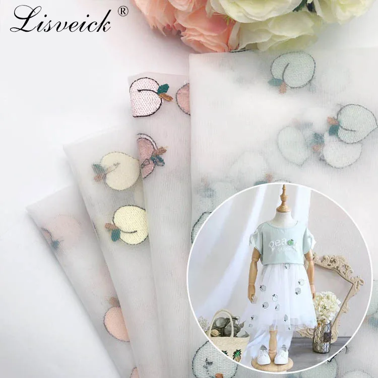 1 м 135см вышитый персиковый фатиновый мягкий кружевной материал для девочек, одежда женское платье Детская одежда юбка-пачка