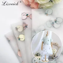 1 м 135см вышитый персиковый фатиновый мягкий кружевной материал для девочек, одежда женское платье Детская одежда юбка-пачка