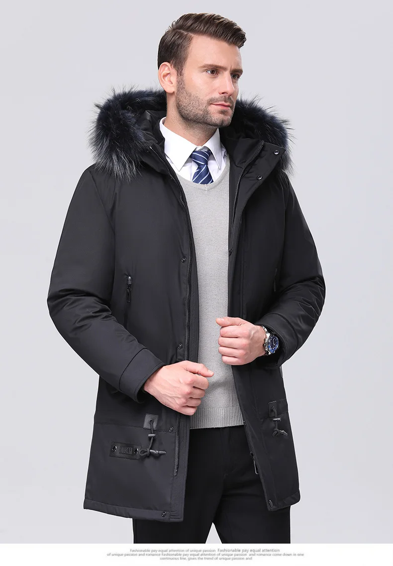 2019 New Arrival Men Down Jacket Men's Winter Coat High Quality Raccoon Fur Hooded Feather Goose Snow Parkas Outerwear (1)