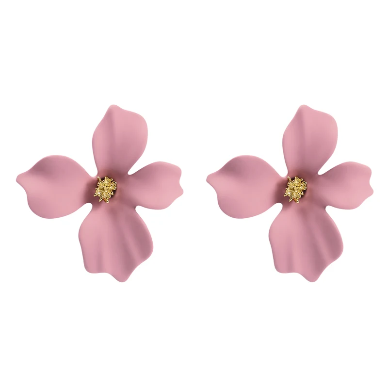 SHUANGR Sweet Jewelry Spray Paint Stud Earrings Flower Earrings Statement Trendy Brincos Gift for Girls Gift Pendientes - Окраска металла: S05989