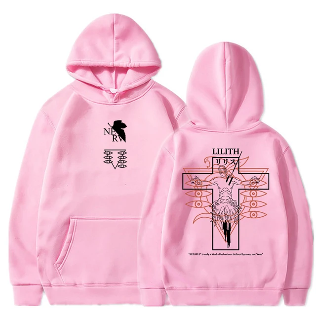 Evangelion Anime Hoodie EVA Lilith Sweatshirts Cozy Tops Unisex Women Men Cosplay Harajuku Pullovers Sudadera Felpa Moletom Pink
