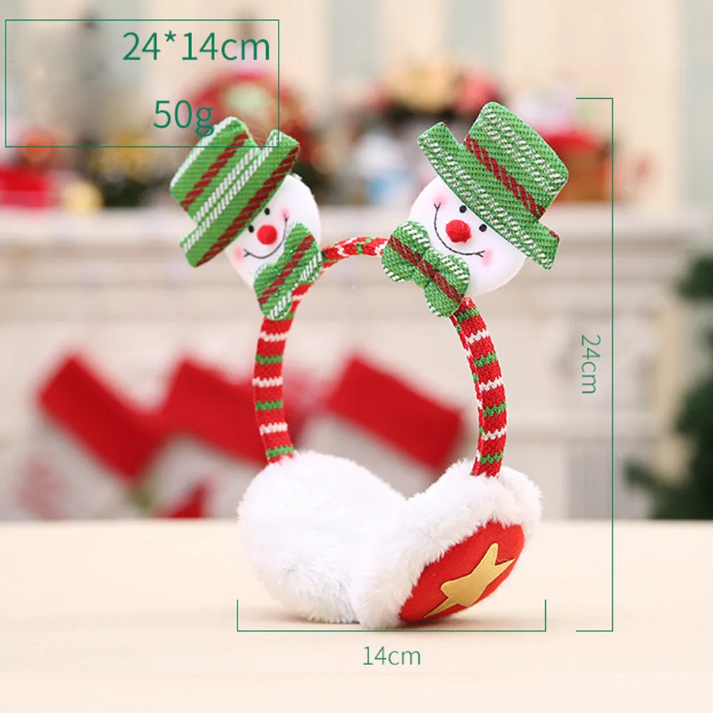 Рождественские детские зимние милые наушники с ушками, плюшевые наушники для ушей, милые наушники с ушками Санта Клауса#4