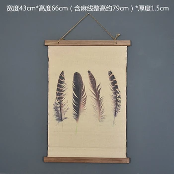 

Large Retro Feathers Linen Cloth Painting Scrolls Poster Mural Paintings Banners Hanging Art Office Loft Ornament Wall