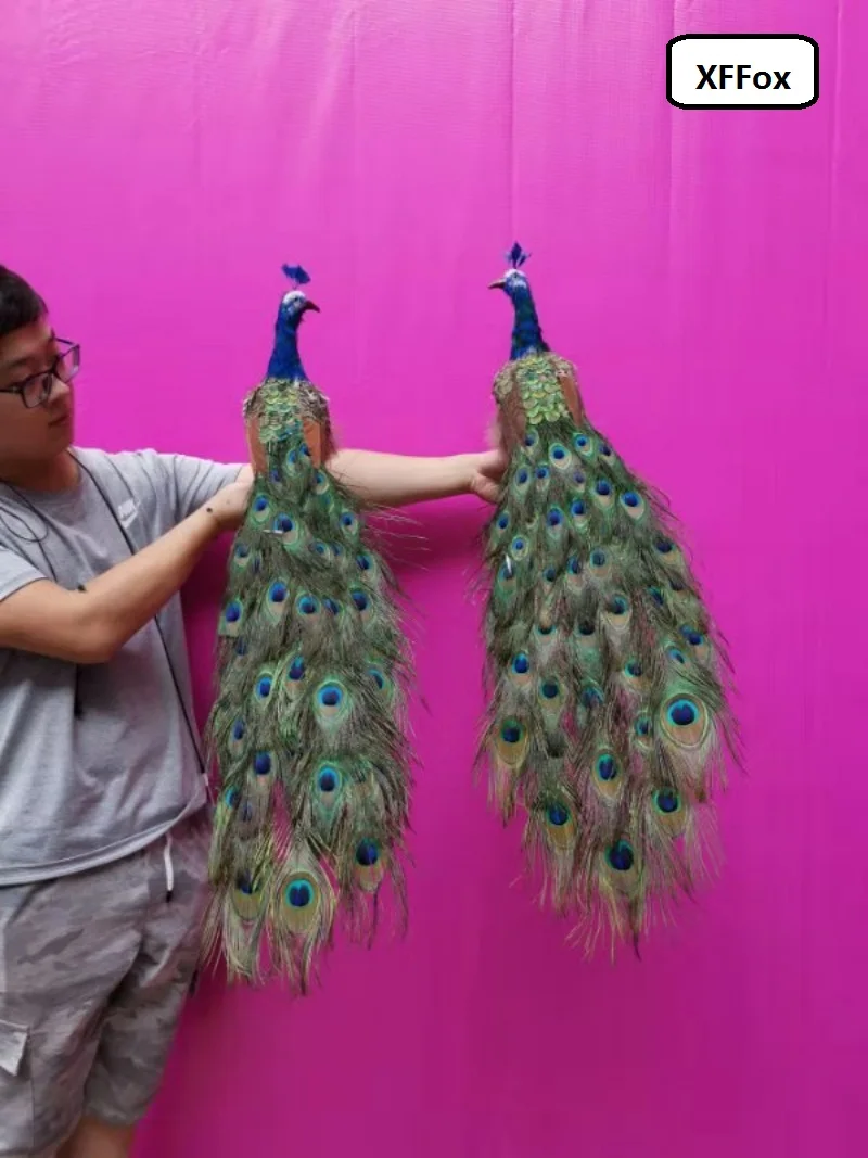 

a pair of real life beautiful peacock models foam&feather simulation beautiful peacock bird gift about 80cm xf2292