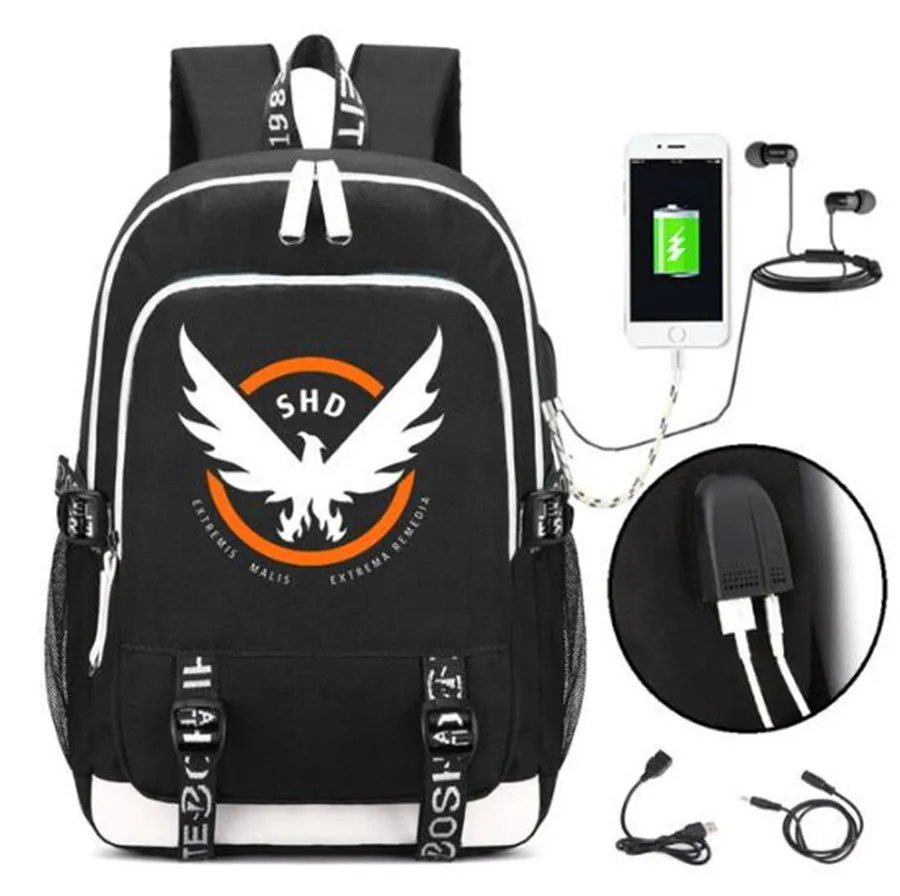 Подвеска Tom clancys The Division SHD рюкзак сумка ж/USB модный порт/замок/интерфейс наушников студенческий блокнот сумка для ноутбука