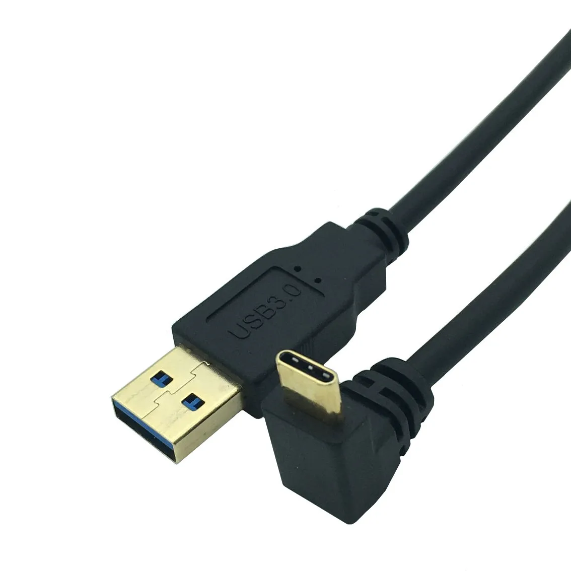 Позолоченный USB 3,0(тип-a) штекер USB3.1(тип-c) штекер 90 ° угол USB синхронизация данных и зарядный кабель разъем(черный) 0,25 м;
