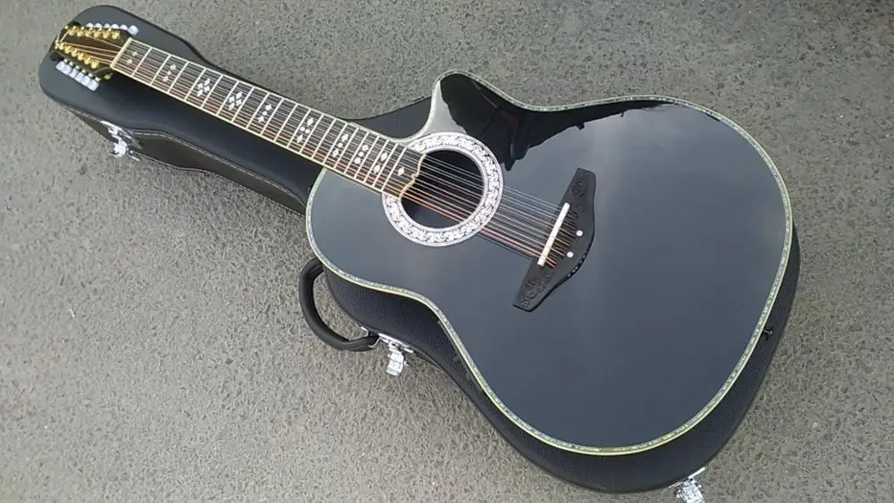 free shipping 12 string ovation guitar round back solid ovation carbon