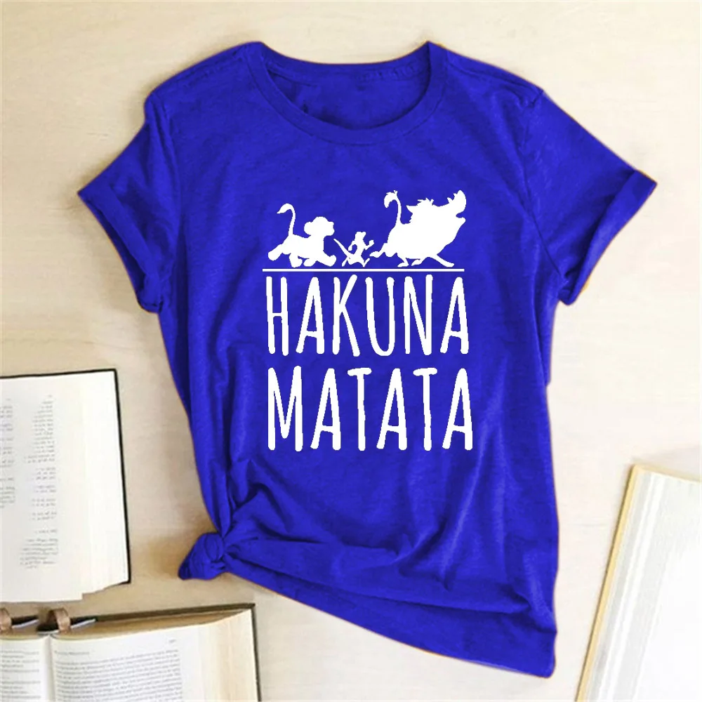 Hakuna Matata T Shirt Female Women Fashion Cute Short Sleeve Crewneck Hipster T Shirt Playeras De Mujer De Moda 2019 Graphic Tee