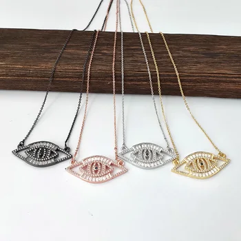 

5 pcs New Micro Pave CZ Crystal Charms Pendants cubic zirconia Magic Eyelash Necklaces fashion female women jewelry NK455