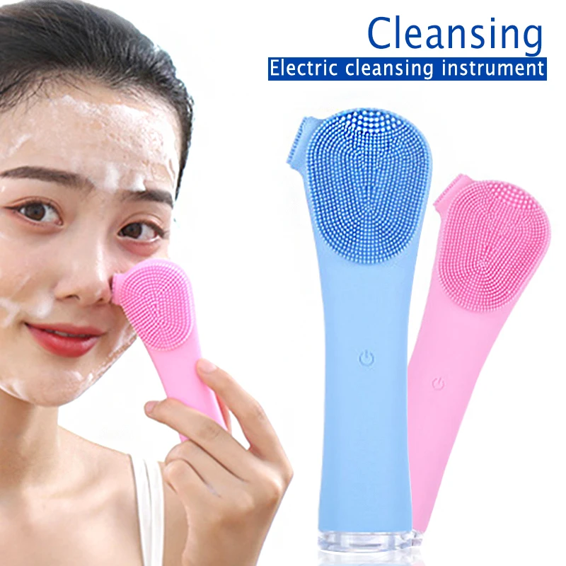 

Silicone Face Cleansing Brush Electric Facial Cleanser Cleansing Nose Exfoliator Blackhead Skin Deep Washing Massage Brush