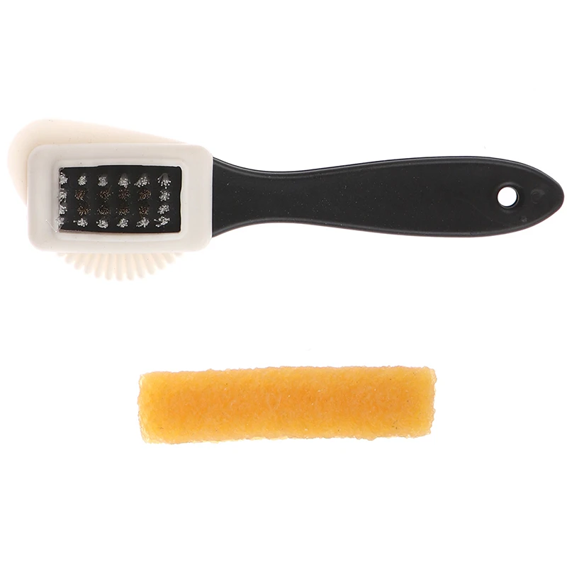 2pcs/set Leather Stain Cleaner Suede Shoe Brush 3 Side Cleaning Brush Rubber Eraser Black S Shaped Shoes Cleaner Boot Shoe 6