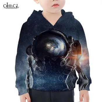

Boy Girl Hoodie Astronaut Space Hoody Sweatshirt Kids Outer Space 3D Print Moon Elf Cosmonaut Children Casual Hoodies Streetwear