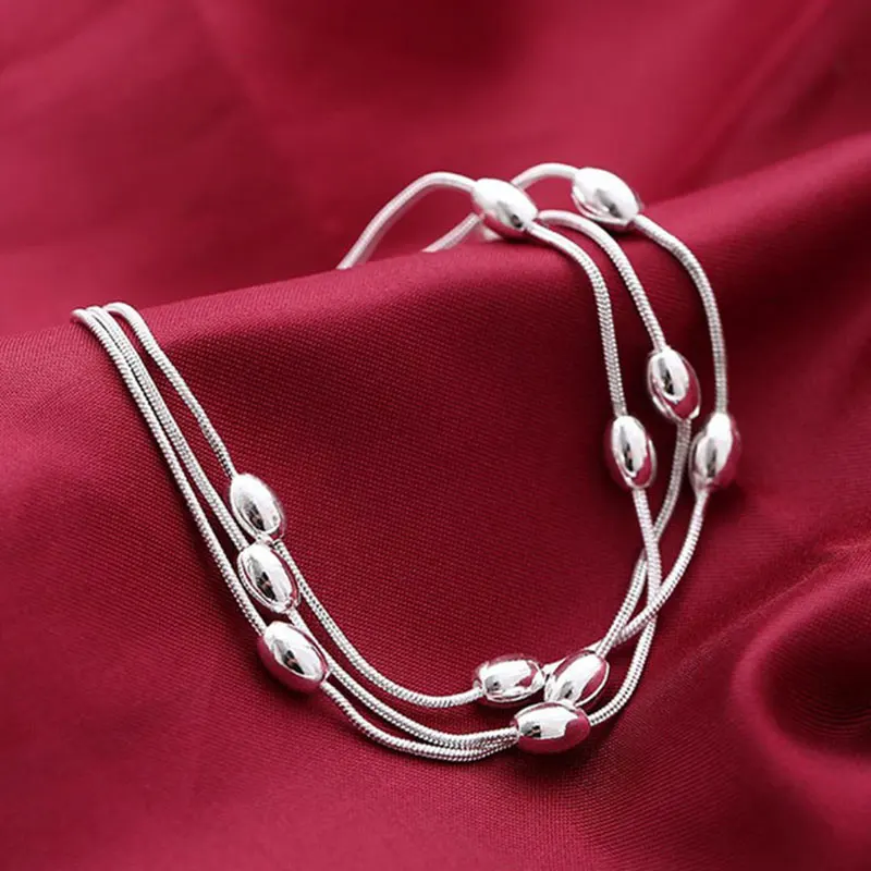 Модное серебряное кольцо Цвет браслет Для женщин три-линейный браслет ювелирные изделия Высокое качество Мода очарование для женщин аксессуары для браслетов