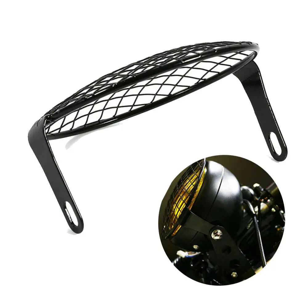 

17cm Headlight Mesh Grill Retro Guard Motorcycle Headlamp Light Protection Cover Motorcycle Headlight Cover