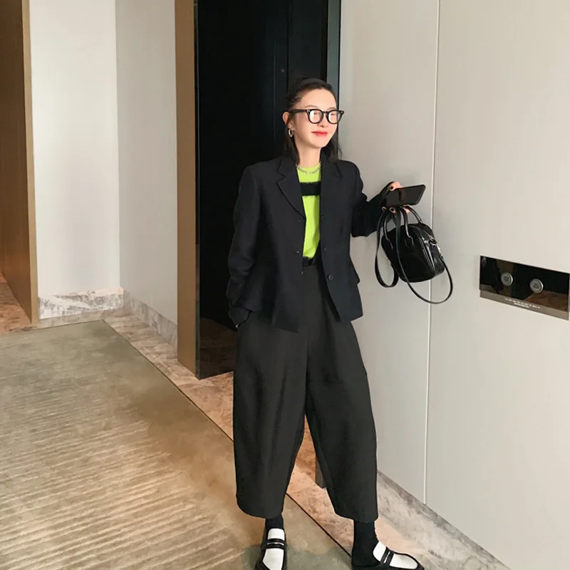 

Black And White with Pattern Small Suit Cool Short Coat 2019 Autumn New Style WOMEN'S Dress Western Style Tops Short Sense of De