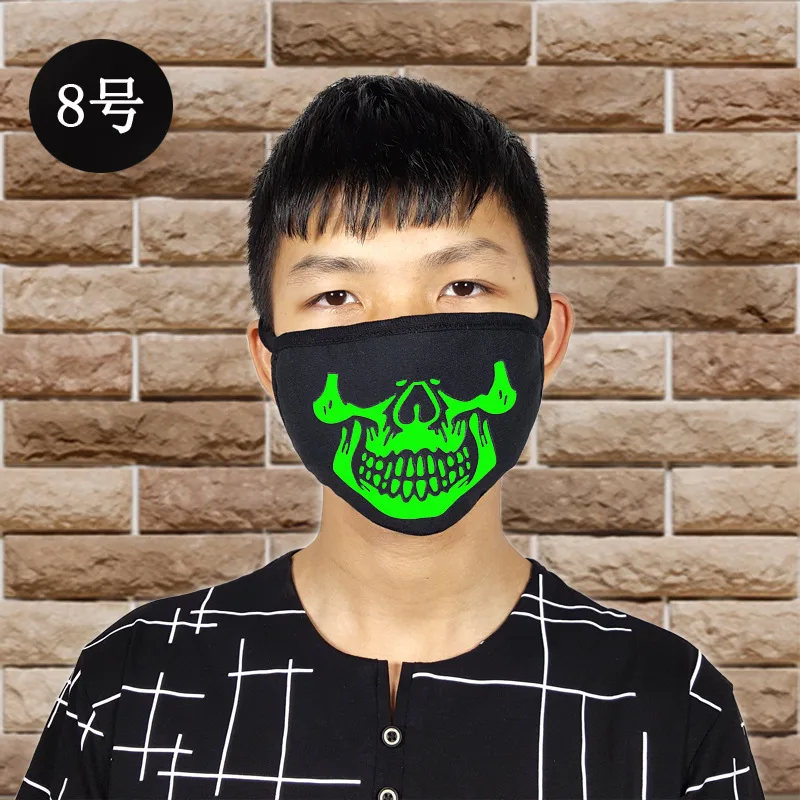 Черная светящаяся лицевая маска фосфоресцирующий Kawaii аниме зуб Анти-пыль защитные маски Хлопок Ткань Анти-пыль защитные маски - Цвет: 8