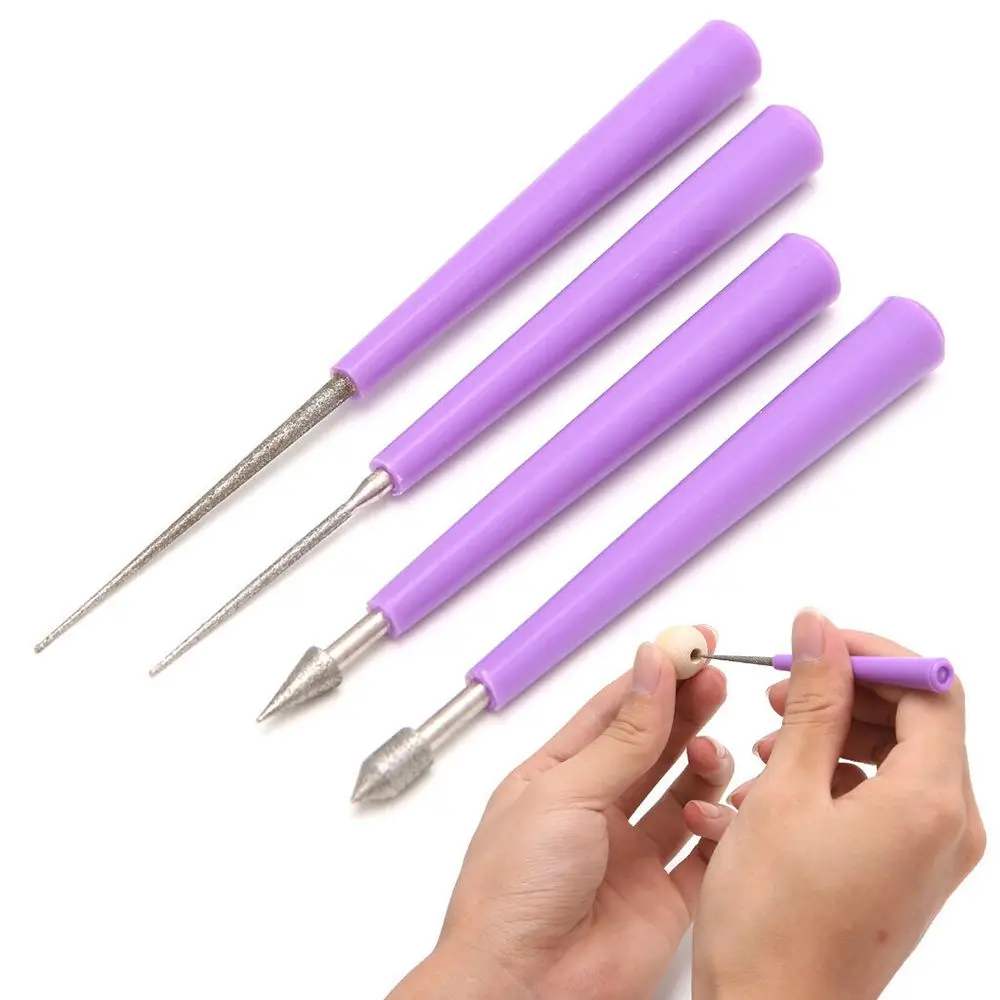 New 4 Pcs Diamond Pearl Glass Bead Reamer Burr Beading Hole Enlarger Tool Set DIY New Arrival