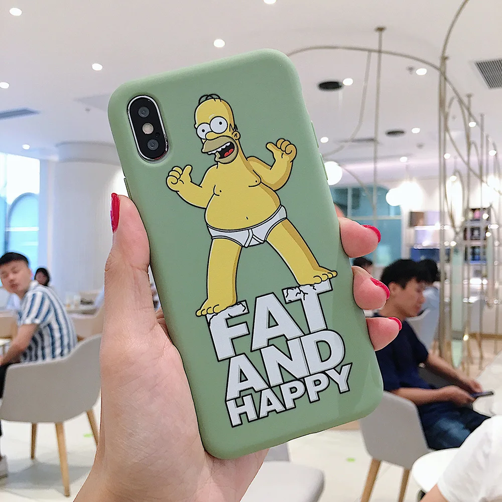 

Cartoon Cute fat yellow Soft TPU Cases For iPhone 6S 8 7 6 S Plus Matte Back Coque For iPhone X 11 Pro XS Max XR Phone Case