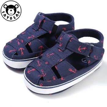 

Shoes Baby For Newborn Print Anchor Pattern Infant Toddler Soft Sole Shoes Canvas Sokken 2019 New Arrival First Walker For 0-18M