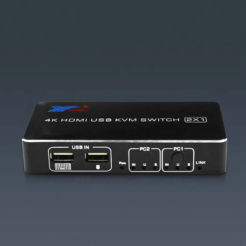 USB HDMI 4K KVM Switch Control 2 Into 1Out Of the Shared Mouse and Keyboard Display KVM Switch Monitors-EU Plug