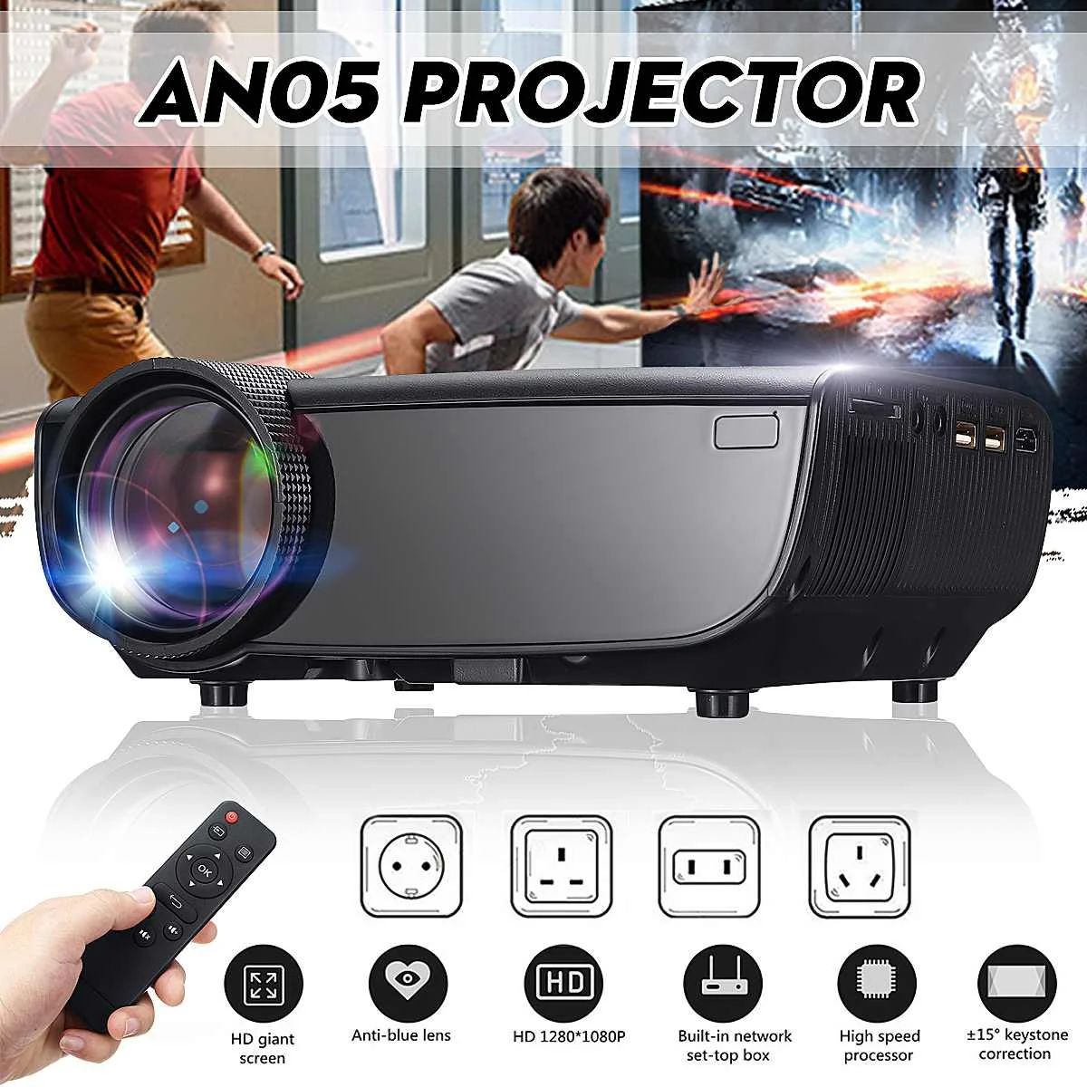 Умный портативный светодиодный мини проектор для телевизора 3D с поддержкой Full HD