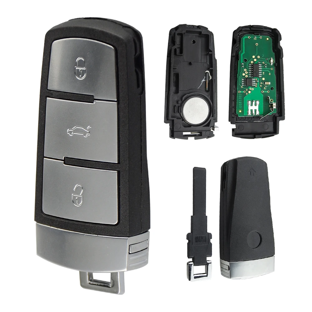 OKEYTECH REMOTE CAR KEY 3/4 BUTTONS ASK 315/433MHZ ID48 FOR VW FOR VOLKSWAGEN PASSAT 2006-2015 FOR CC NBG009066T 3C0 959 752 BA