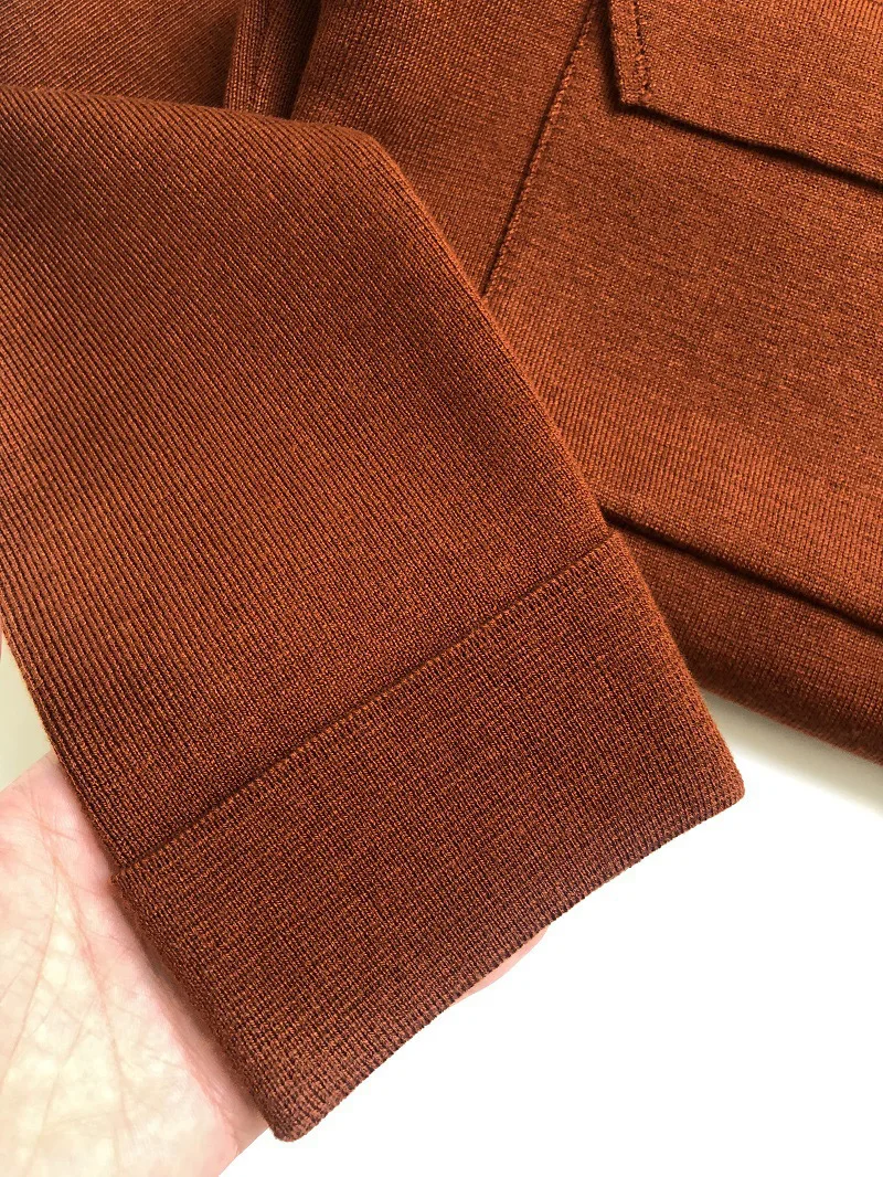 Женская шерстяная смесь с длинным рукавом трикотажная куртка топ-Женский вязаный кардиган свитер Топ