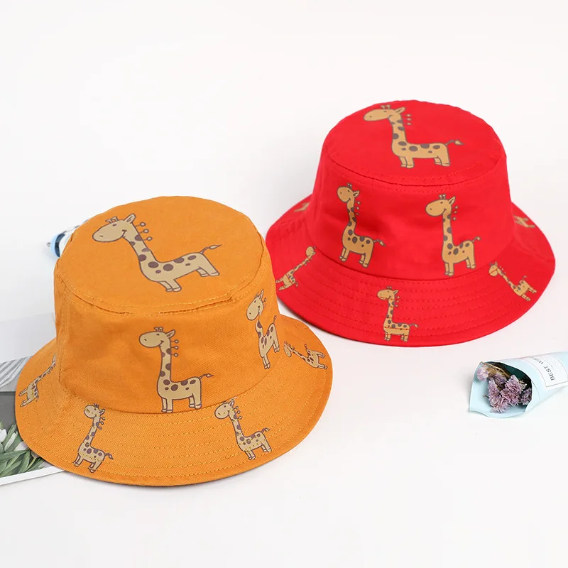 Bucket Hat for Children Caps Baby Caps Infant for Summer Cartoon Giraffe Sun Hat Girls Boys Outdoor Beach Panama Cap 1-3 Years Baby Accessories discount